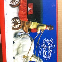 Vtg Christmas Decorative Carriage Horse Carriage With Driver 1991 National Decor