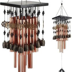 Wind Chimes for Outside,30"Memorial Wind Chimes with 28 pieces Tubes and 16 Copper Bell for Garden, Patio,Window Wind Chime Hanging Decoration, Bronze