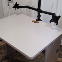 Computer Desktop With Monitor Stand For 2 Monitors Up To 32"