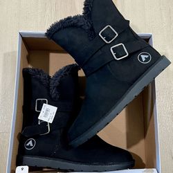 NEW Size 9 Airwalk Black Suede Faux Fur Lined Boots