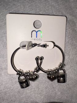 Silver Lock & Heart Earrings