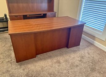 Gorgeous bow front executive desk and bookcase