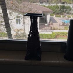 Candelabro.   De  Mimbre De Ratan Y Metal 