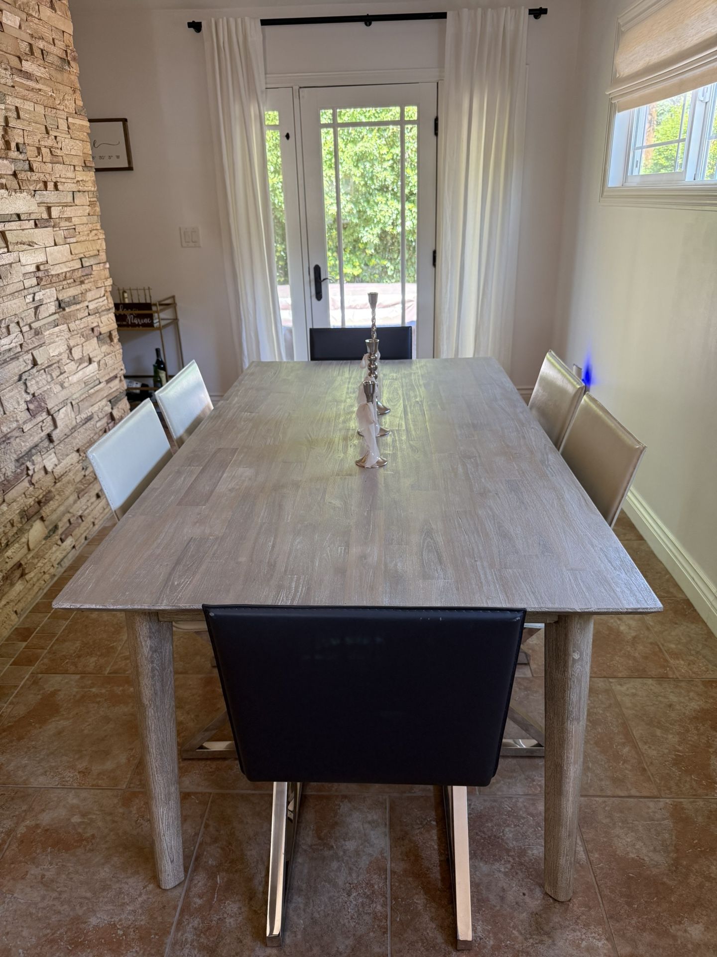 Dining Table (Wooden) + Chairs (Leather) From Z Gallery