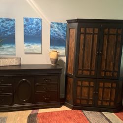 Large Davis Dresser & Wardrobe Closet / Armoire Black Solid Wood New for  Sale in Houston, TX - OfferUp