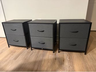 Set of 3 Black 2-Drawer Nightstands / Storage Dressers $45