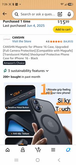 CANSHN Magnetic for iPhone 16 Case- blue ultramarine
