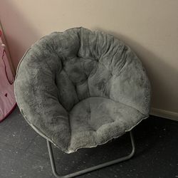 Fluffy Gray Fold Out Chair