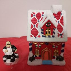 Ceramic Christmas House & Butler Cheese Holder