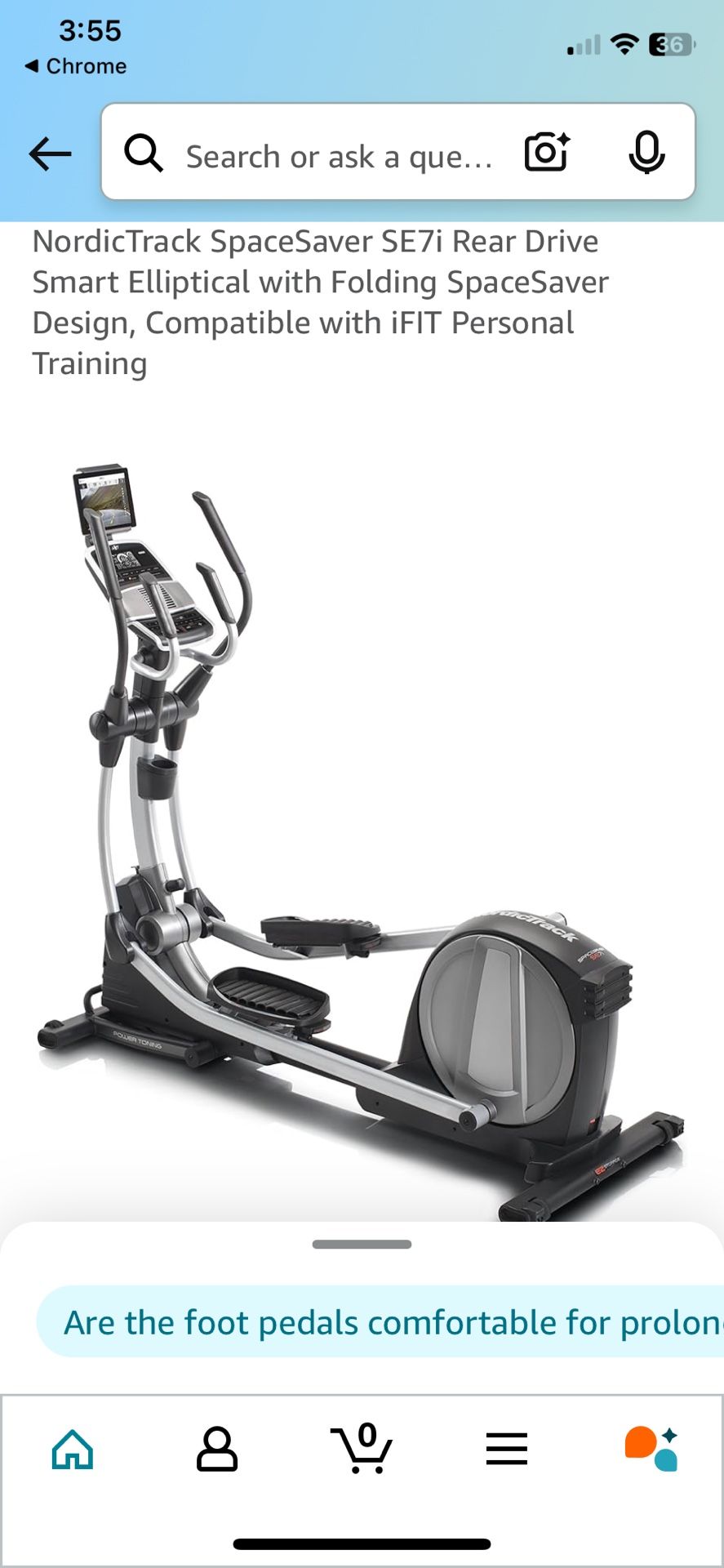 NordicTrack SpaceSaver SE7i Rear Drive Smart Elliptical