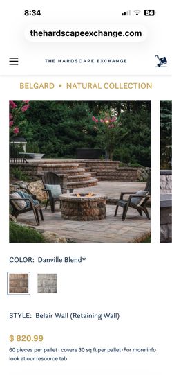 Retaining wall block/paver Terra Cotta Bel Air
