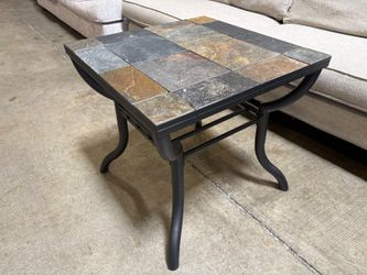 Contempory Outdoor Accent Table with Mixed Tile Top