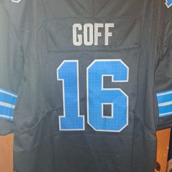BRAND NEW w/tags DETROIT LIONS STITCHED BLACK MOTOR CITY #16 JAROD GOFF JERSEY SIZE XL