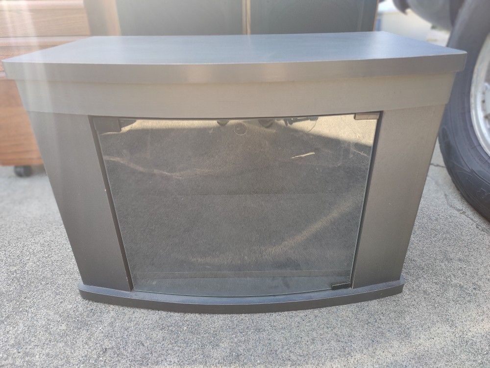 Black Glass-Door TV or Media Cabinet – Compact & Sleek