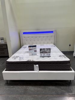 New queen bed frame with mattress