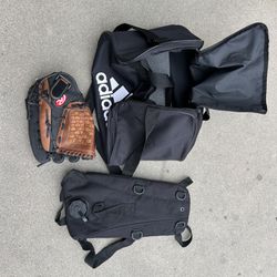Adidas, Duffel Bag, Baseball Mitt And Water Backpack With Straw