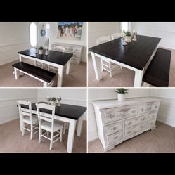 Farm House Table Set With Dresser