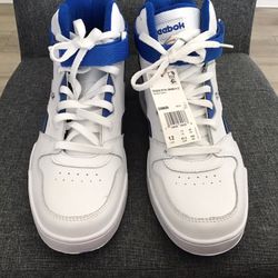 NEW~Authentic~Reebok Royal Bb4500~HiStrap White Vector Blue/White Sneakers/ Shoes~G58629~Size 12
