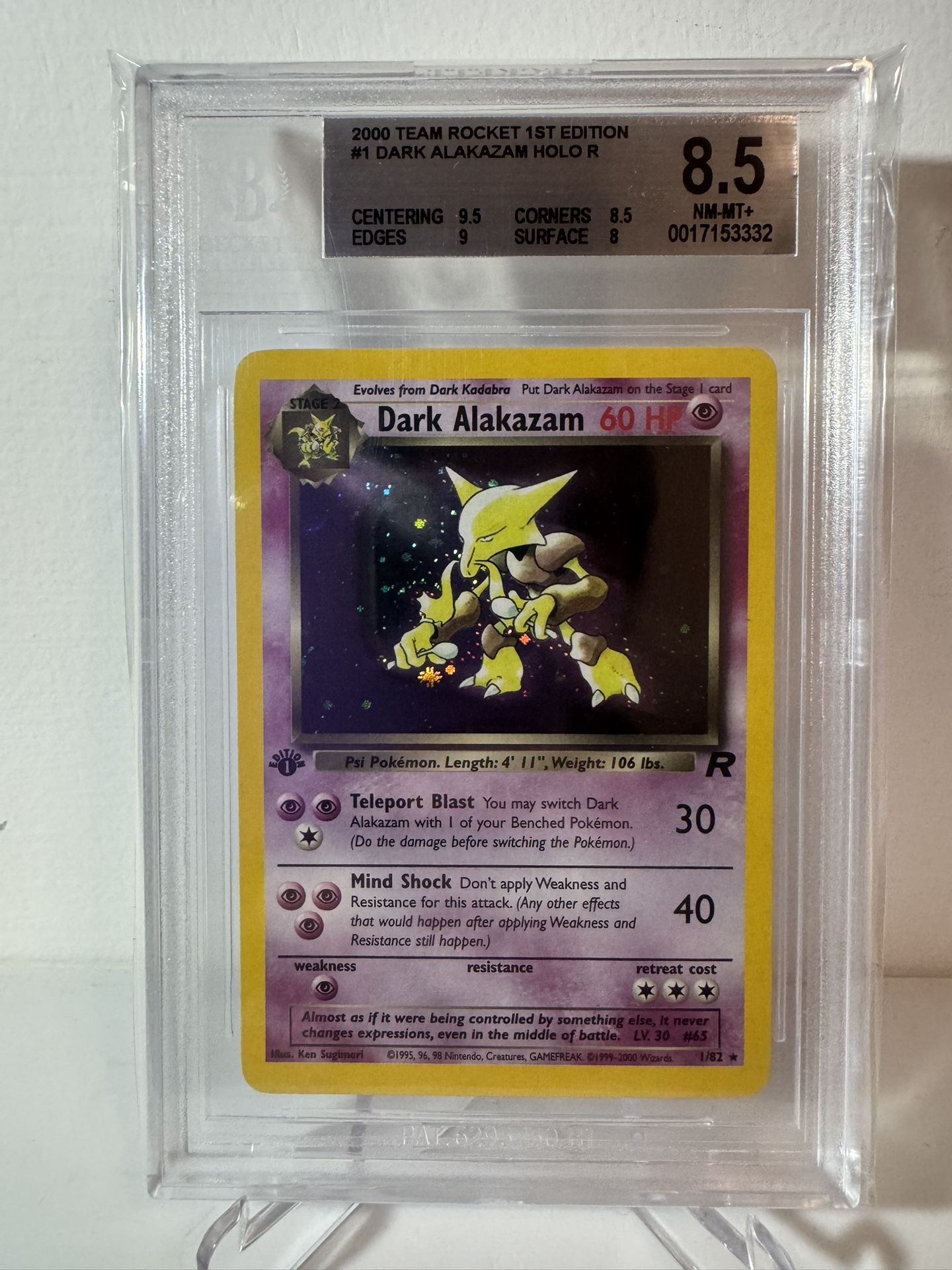 Dark Alakazam 1/82 Team Rocket Holo Rare BGS 8.5