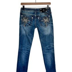 Miss Me Jeans Women’s 26 Blue Skinny Embellished Crystals Pockets