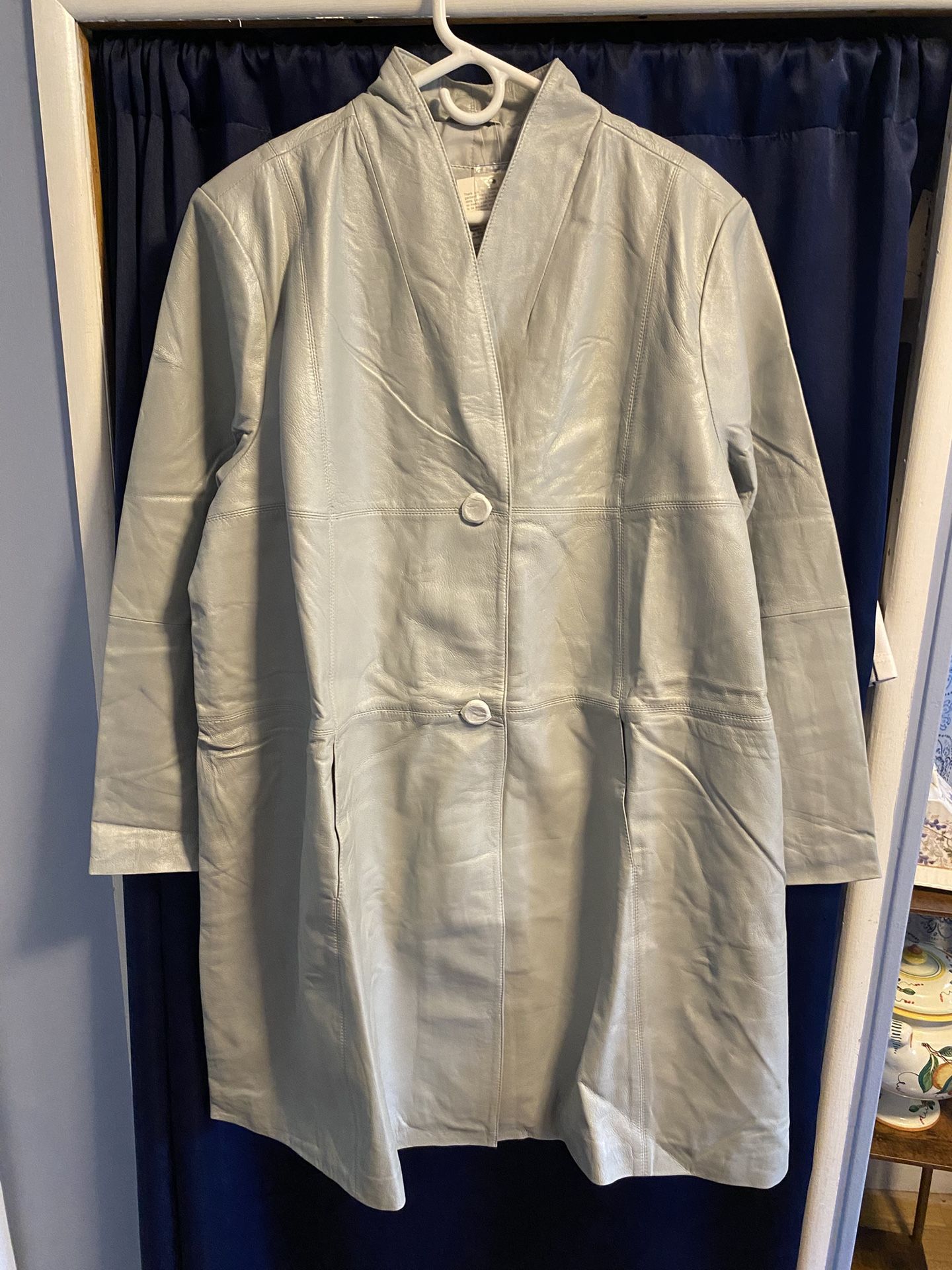 Women’s Light Gray Jessica London Leather Coat 22w