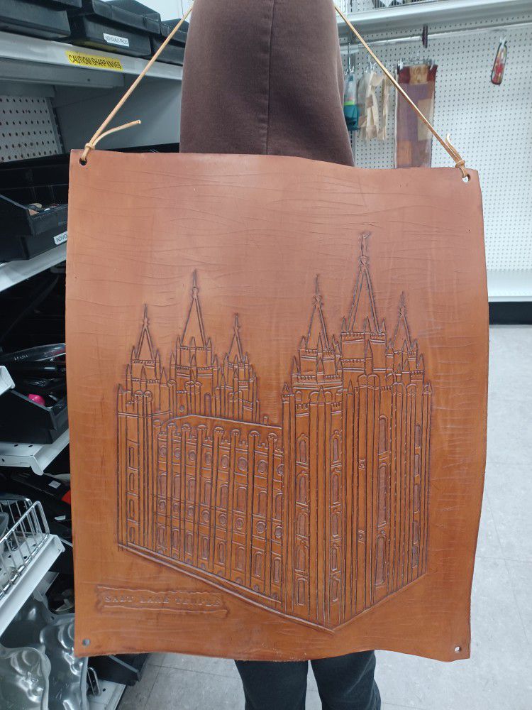 Salt Lake City Temple Leather Engraving 