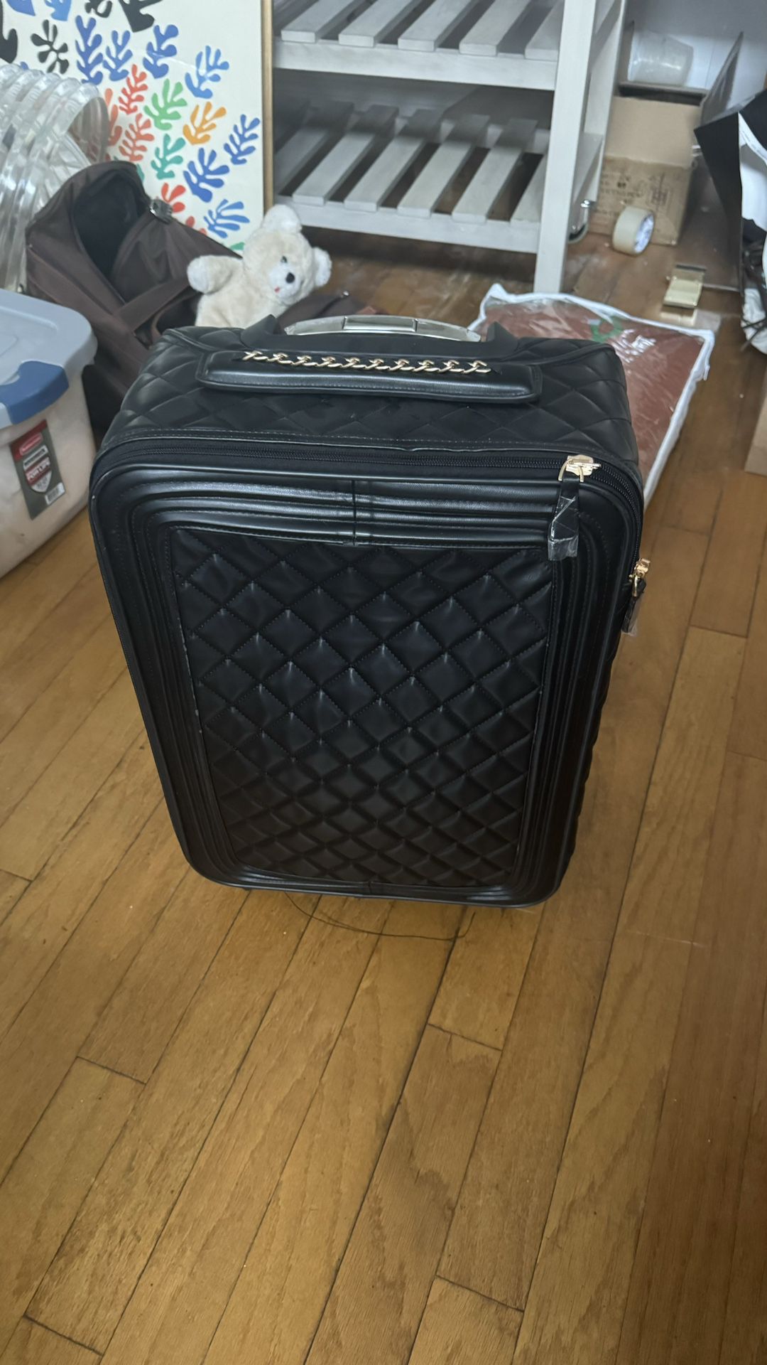 Chanel Style Quilted Rolling Luggage 