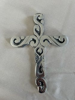 Special Offer! Silver Metallic Ornamental Wall Cross