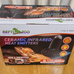 REPTI ZOO 100W Reptile Heat Lamp 2Pack Ceramic Emitter Night Black