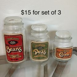Aunt Jenny’s Beans Peas Corn Jars w/ Lids