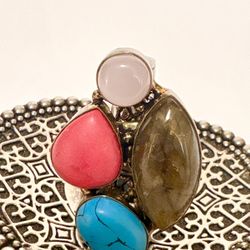 Beautiful Unique Multi stone brass ring