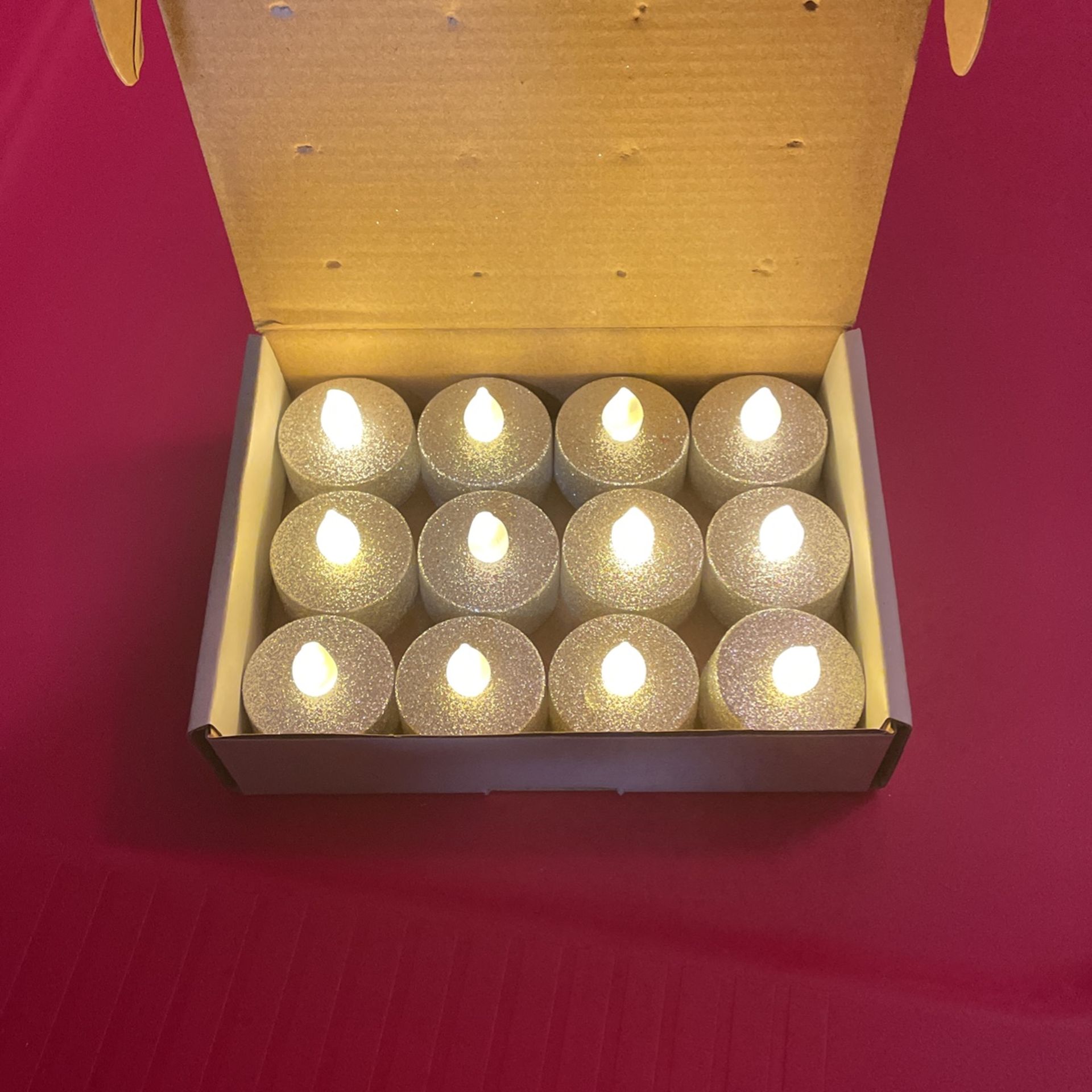 Silver Glitter LED Tea light Candles