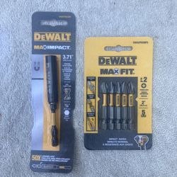 DeWalt 5 Piece #2 Bits And DeWalt Max Impact Bit Holder.