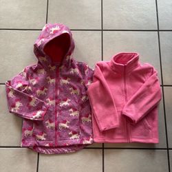 Bundle of Girls Unicorn 4T/5T Softsell Fleece Jackets