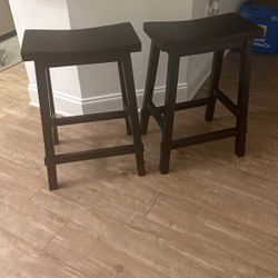 2 Dark Brown Counter Height Barstools
