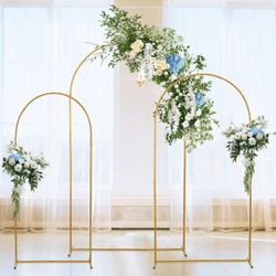 New Wedding Arches for Ceremony with Stand, Three Curved Arch for Outdoor Indoor Rustic Wedding Ceremony Garden Yard Bridal Party Decoration  Arch 