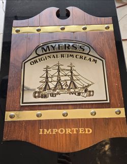 Vintage Myers's Original Rum Cream Bar Mirror Sign 25" X 17"