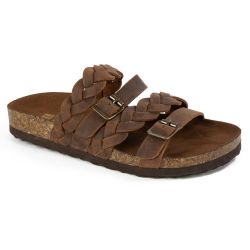 White Mountain Brown Leather Sandals