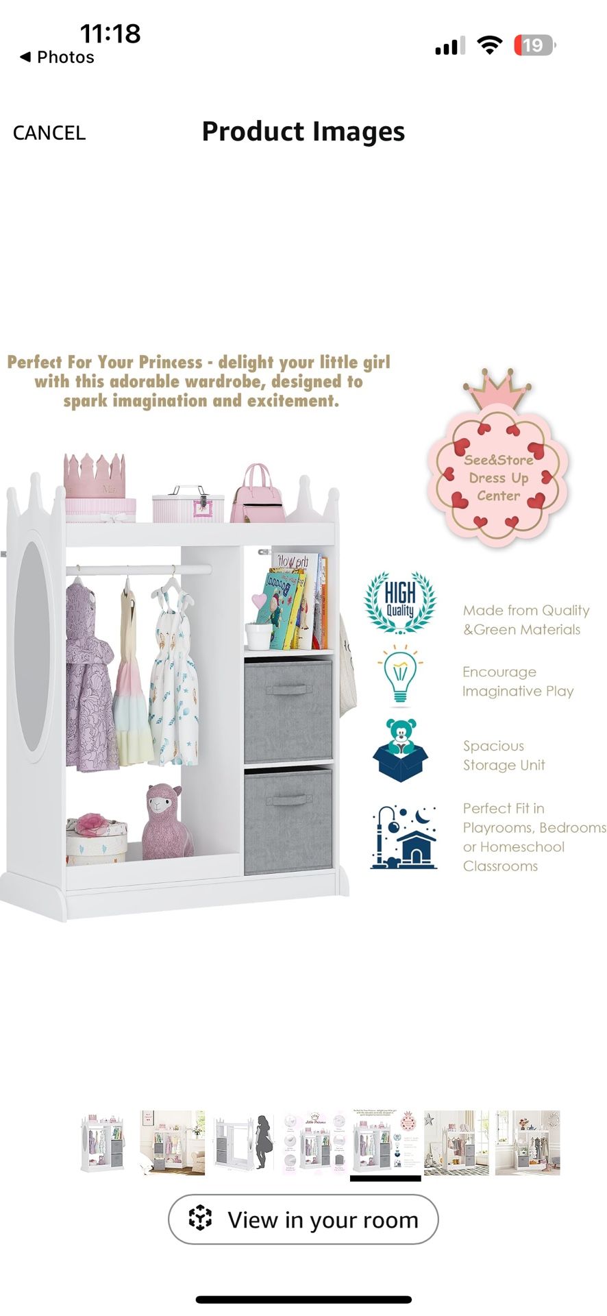 Armoire With Mirror Storage Bins And Closet