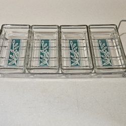 MCM Glass Serving Tray Set With Metal Stand By Colony Glass