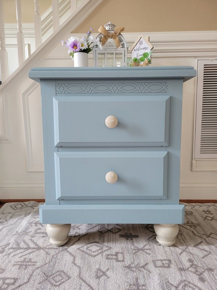 Cute Dusty Blue Refinished Nightstand