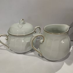 Mikasa Wedding Band Creamer And Lidded Sugar