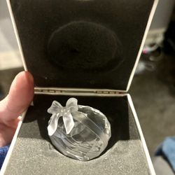 Swarovski Crystal Heart with Ribbon Nestled in Box inside an Original Box