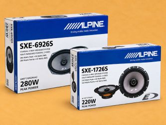 Alpine E Series Car Speakers 2-Sets 6 1/2 & 6x9 2-Way Coaxial Speaker System 500 Watts Package SXE-1726S SXE-6926S 🚨 No Credit Needed 🚨