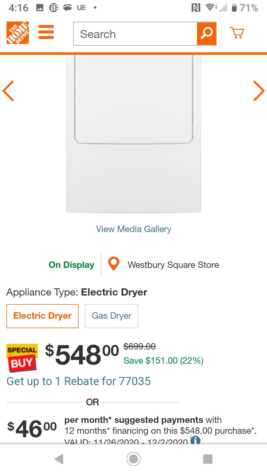 General Electric electric dryer