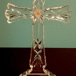 Waterford Crystal Spirituality Standing Cross 8" Diamond Cut Glass 
