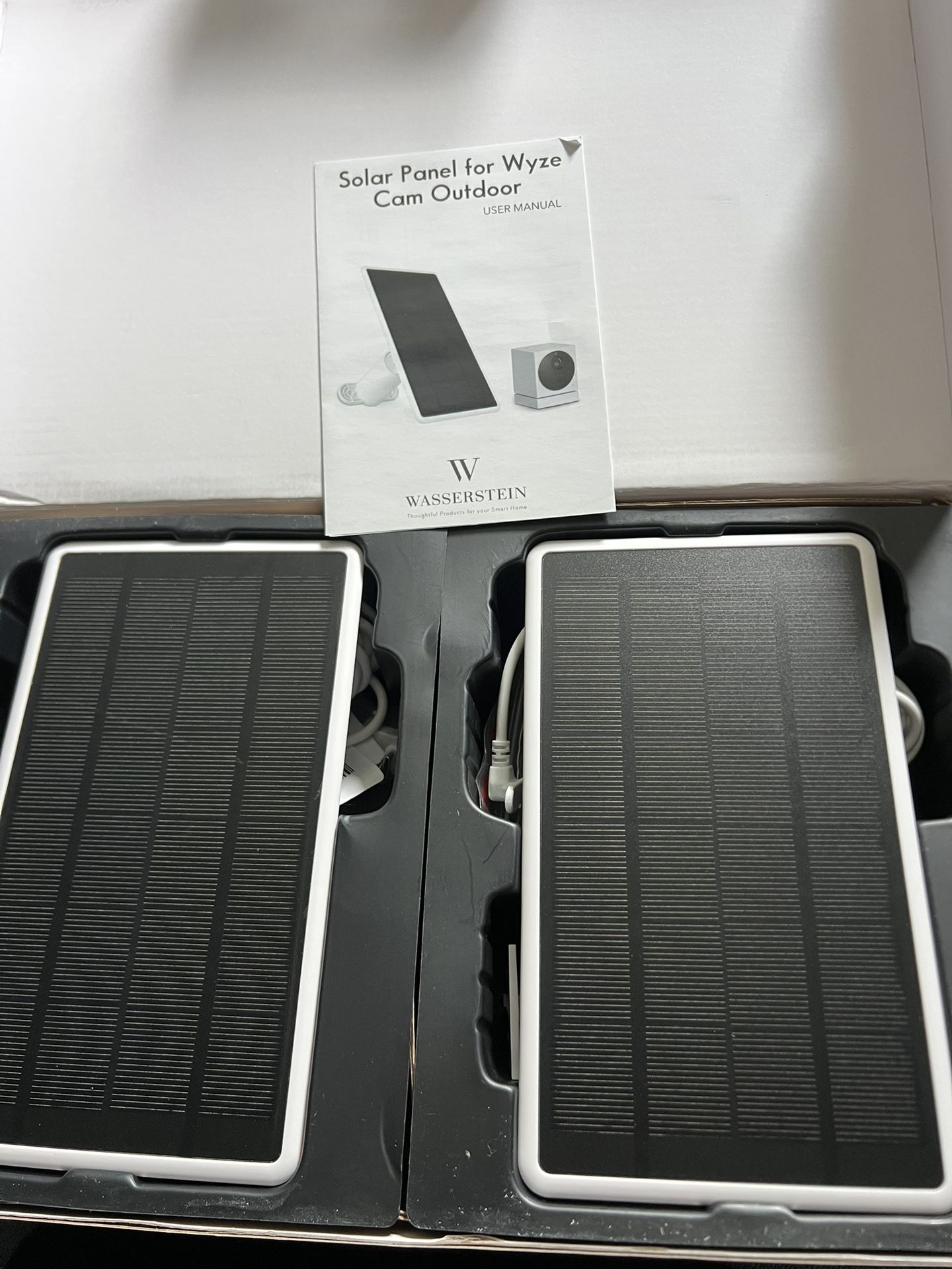 Wasserstein Solar Panel Compatible with Wyze Cam Outdoor/Battery Cam Pro - Efficient Solar Power for Your Security Camera (2-Pack, White) (Camera NOT