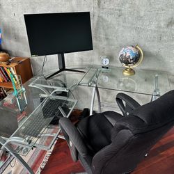 L Shaped Glass Desk