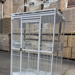 Extra Large 32” X 23” X 63”H Play Perch Stand Top Parrot Bird Home Cage With Rolling Wheel 