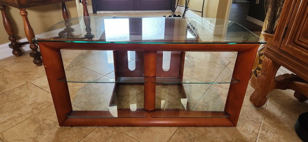 TV Stand With Removable Glass Shelves